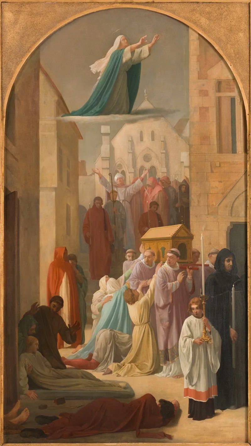 Le Miracle Des Ardents Procession De La Chasse De Sainte Genevieve Wall Art by Louis Charles Timbal - High-Resolution Digital Print
