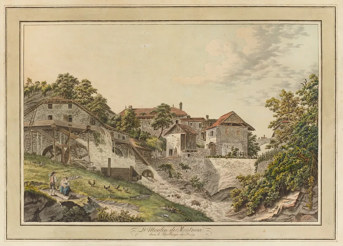Le Moulin De Montreux Dans Le Bailliage De Vevey Wall Art by Pierre Samuel Louis Joyeux - High-Resolution Digital Print