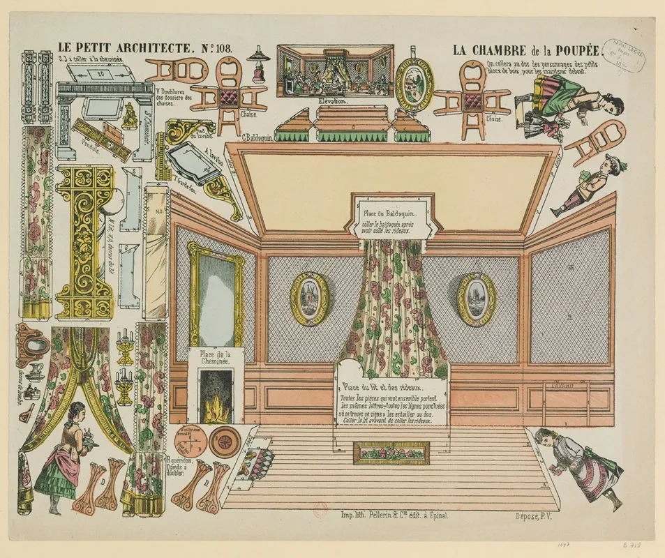 Le Petit Architecte N 108 La Chambre De La Poupee Wall Art by Imp. Pellerin &amp; Cie - High-Resolution Digital Print