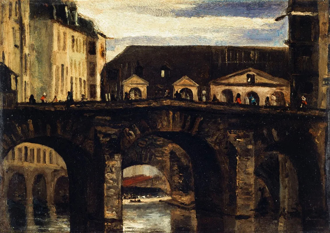 Le Petit Pont Et Le Pont Saint Charles Wall Art by Louis-Godefroy Jadin - High-Resolution Digital Print