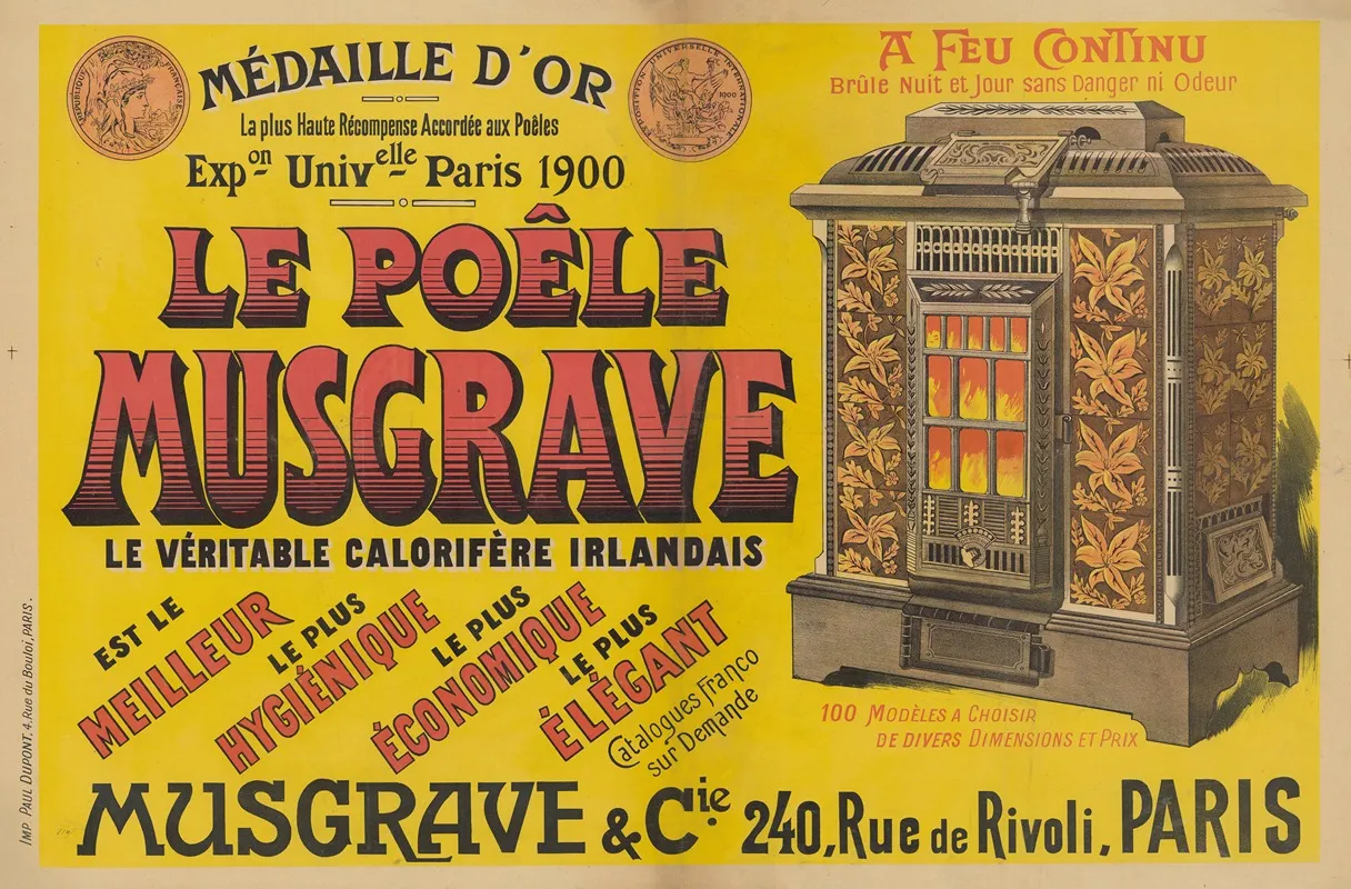 Le Poele Musgrave Le Veritable Calorifere Irlandais Wall Art by Imp. Paul Dupont - High-Resolution Digital Print
