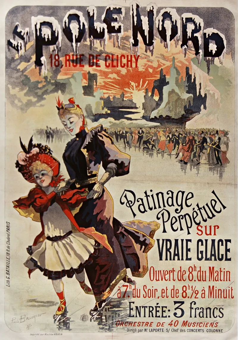 Le Pole Nord 18 Rue De Clichy Patinage Perpetuel Sur Vraie Glace Wall Art by Paul Balluriau - High-Resolution Digital Print