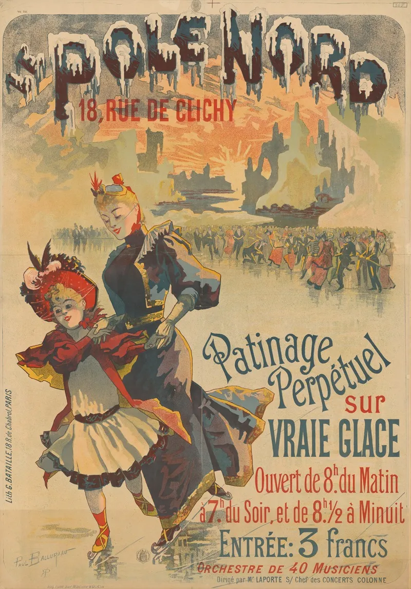 Le Pole Nord Patinage Perpetuel Sur Vraie Glace Wall Art by Paul Balluriau - High-Resolution Digital Print