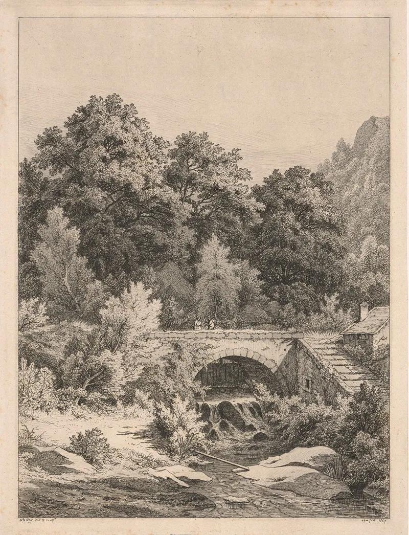Le Pont Aux Roches A Senlisse The Rock Bridge At Senlisse Wall Art by Eugene-Stanislas-Alexandre Blery - High-Resolution Digital Print