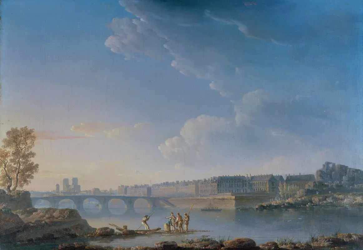 Le Pont De La Tournelle Lile Saint Louis Lile Louviers Wall Art by Alexandre-Jean Noël - High-Resolution Digital Print