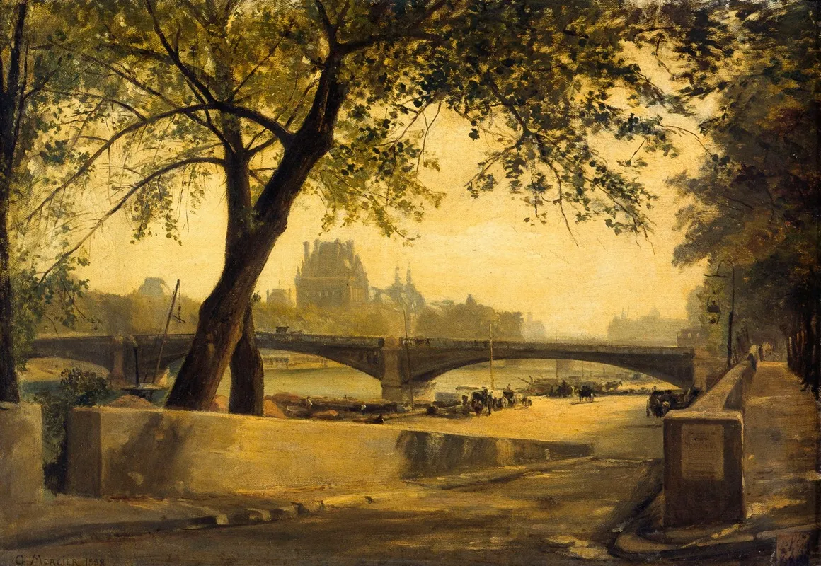 Le Pont De Solferino Et Le Pavillon De Flore Vus Du Quai Dorsay Wall Art by Charles Mercier - High-Resolution Digital Print