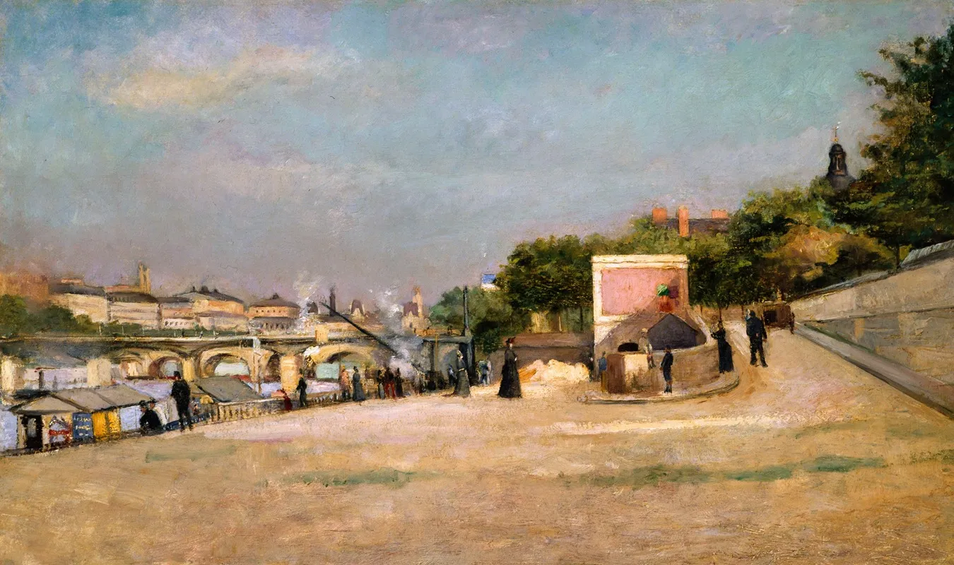 Le Pont Des Arts Et Le Pont Neuf Vus De La Berge Du Pont Des Saints Peres Wall Art by Edouard Crémieux - High-Resolution Digital Print
