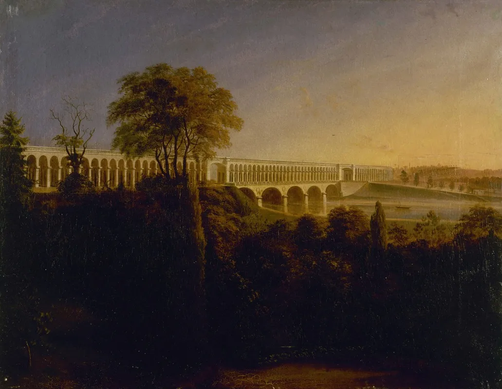 Le Pont Du Point Du Jour A Auteuil Wall Art by François-Edme Ricois - High-Resolution Digital Print