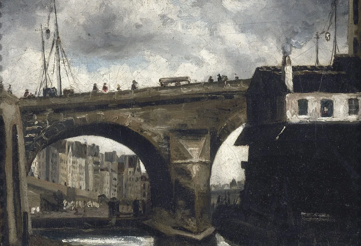 Le Pont Et La Pompe Notre Dame Wall Art by Louis-Godefroy Jadin - High-Resolution Digital Print