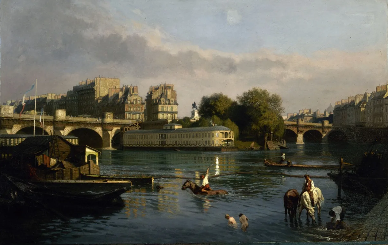 Le Pont Neuf Et La Pointe De Lile De La Cite Wall Art by Théophile Meunier - High-Resolution Digital Print