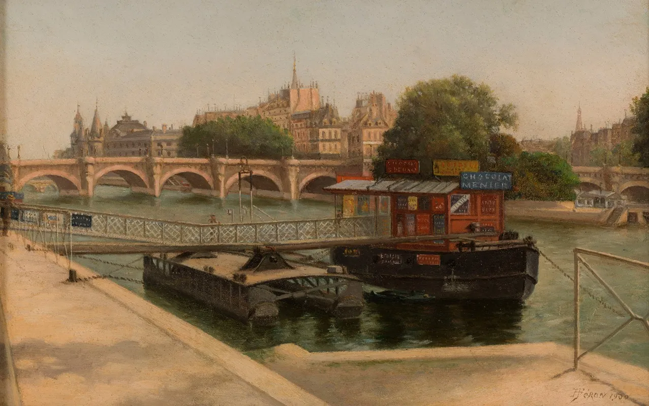 Le Pont Neuf Vu Du Quai Du Louvre Wall Art by Julien Hippolyte Féron - High-Resolution Digital Print