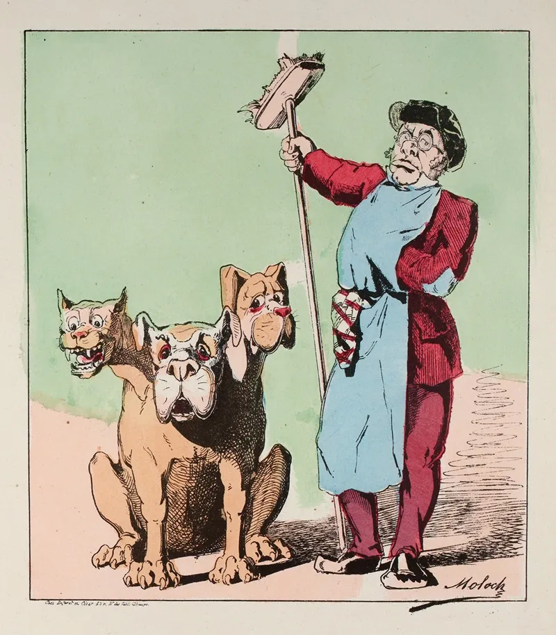 Le Portier Antique Et Le Cerbere Moderne Wall Art by Moloch (Alphonse Hector Colomb) - High-Resolution Digital Print