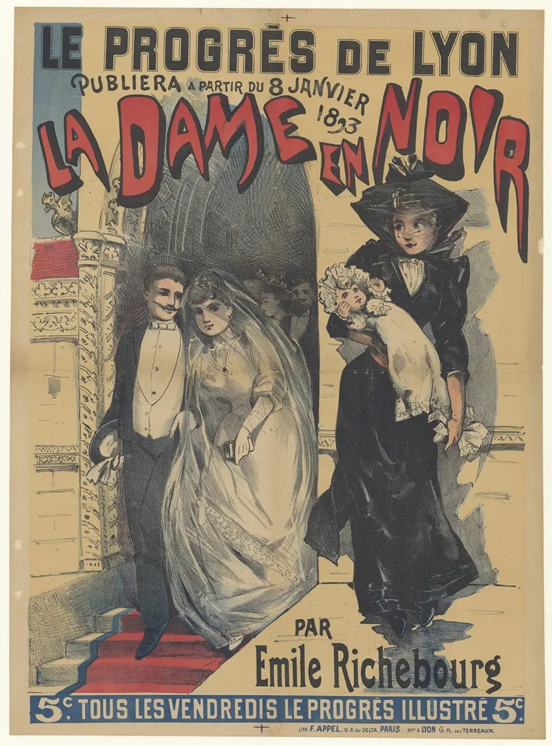 Le Progres De Lyon Publiera A Partir Du 8 Janvier 1893 La Dame En Noir Par Emile Richebourg Wall Art by Lucien Baylac - High-Resolution Digital Print