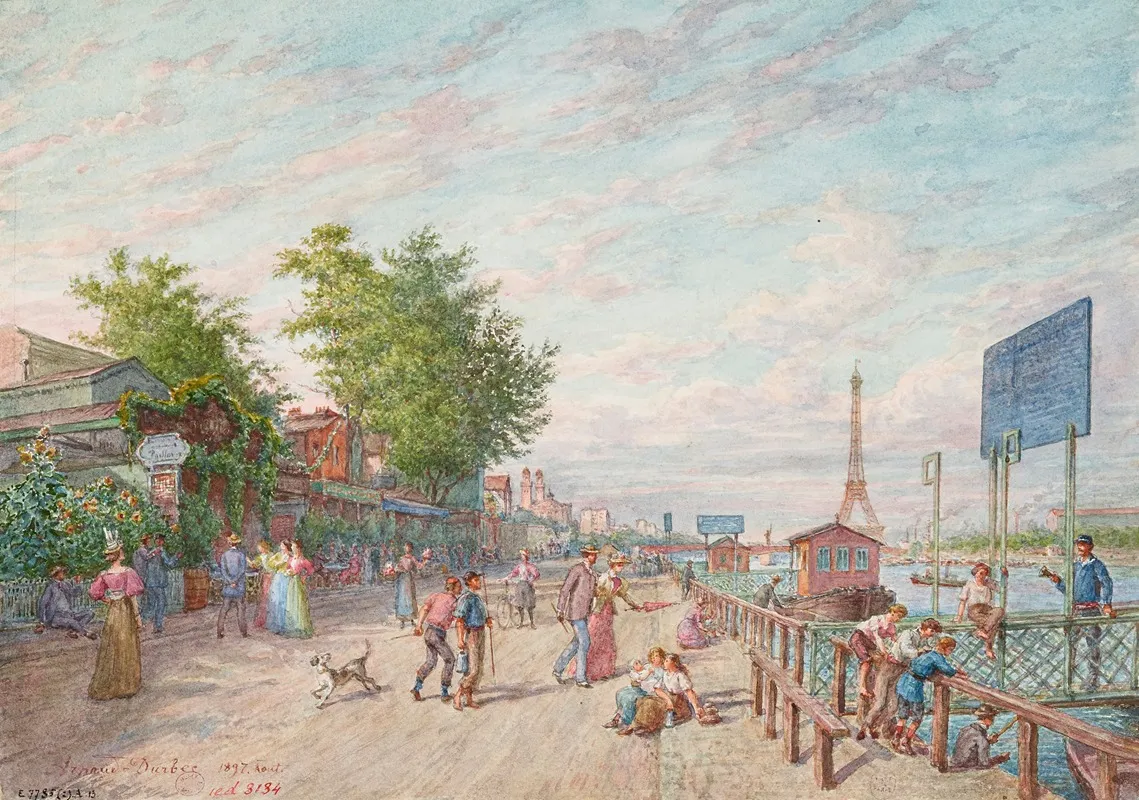 Le Quai Dauteuil Au Point Du Jour Wall Art by Jean-Baptiste-François Arnaud-Durbec - High-Resolution Digital Print