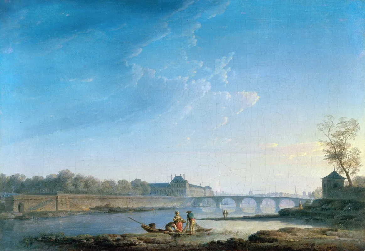 Le Quai Des Tuileries Le Pont Royal La Grenouillere Wall Art by Alexandre-Jean Noël - High-Resolution Digital Print