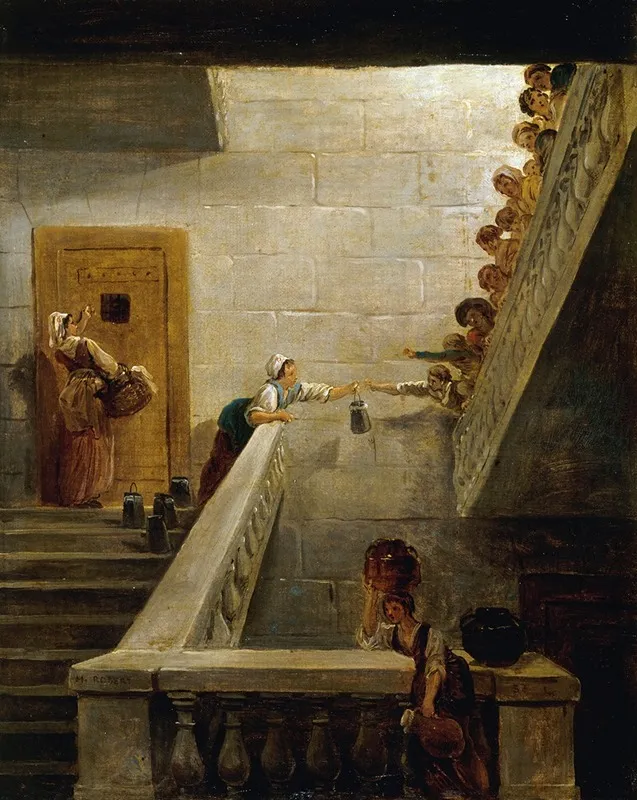 Le Ravitaillement Des Prisonniers A La Prison De Saint Lazare Wall Art by Hubert Robert - High-Resolution Digital Print