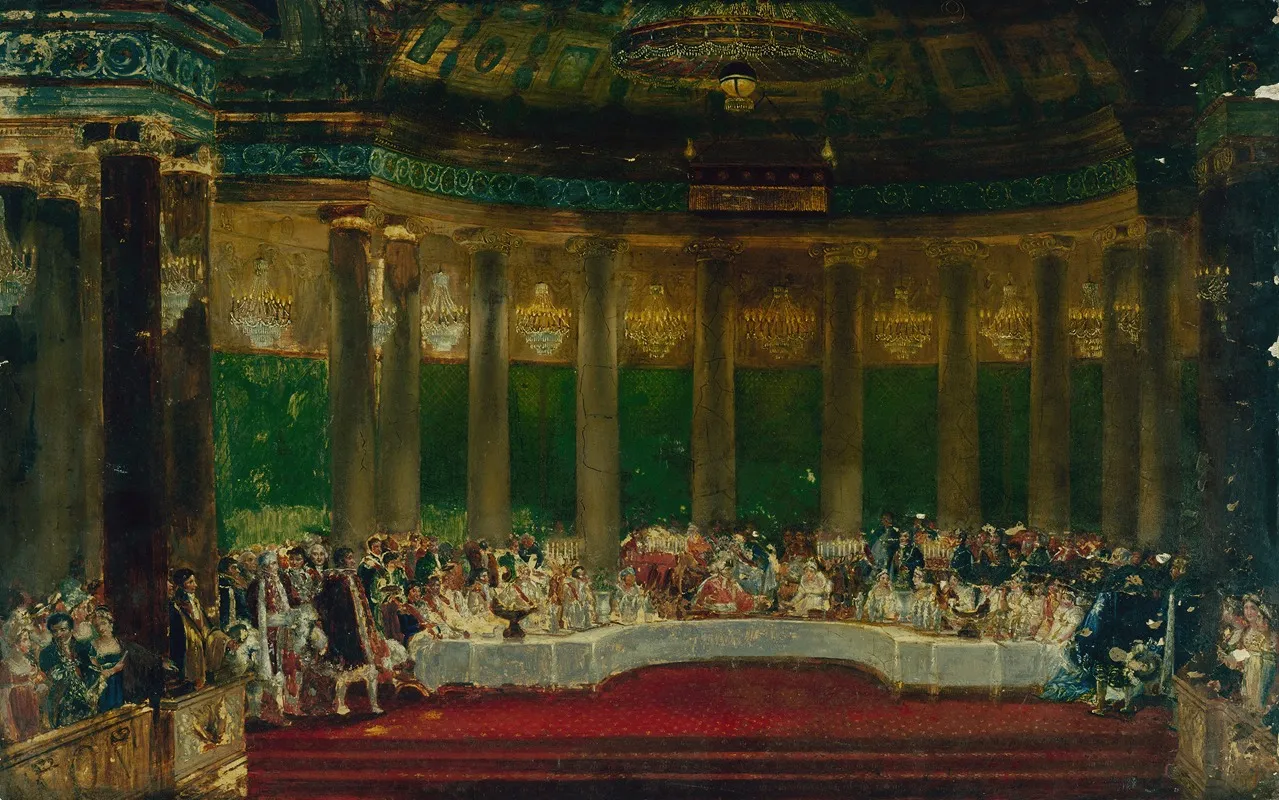 Le Repas De Mariage De Napoleon Ier Aux Tuileries Le 2 Avril 1810 Wall Art by Alexandre Benoit Jean Dufay - High-Resolution Digital Print