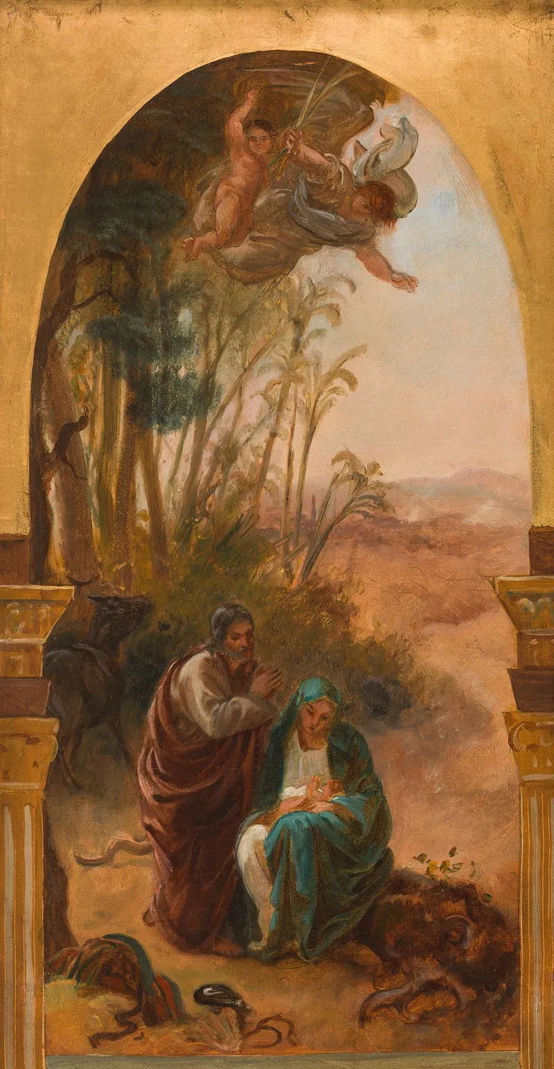 Le Repos Pendant La Fuite En Egypte Wall Art by Louis-Antoine-Léon Riesener - High-Resolution Digital Print