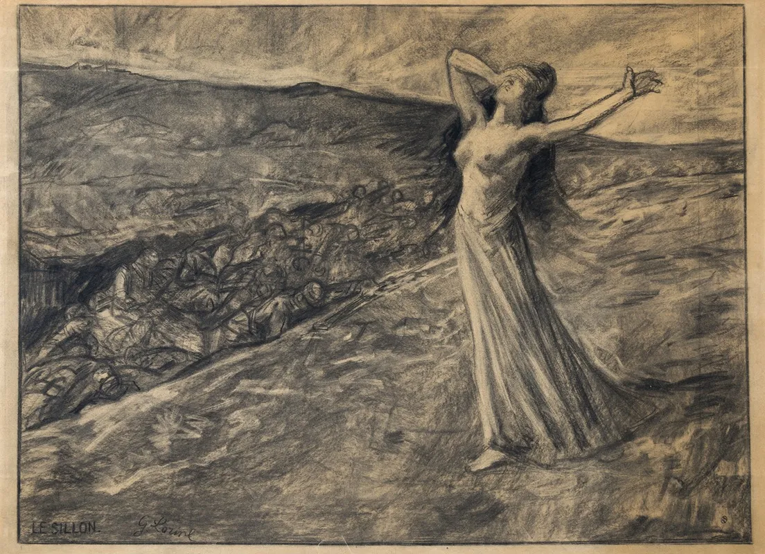Le Sillon Figure Allegorique De La Republique Francaise Devant La Tranchee Wall Art by Georges Lorin - High-Resolution Digital Print