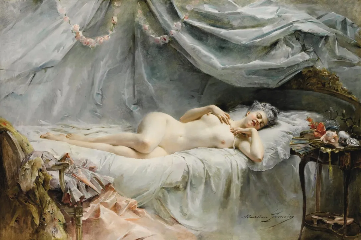 Le Sommeil De Manon 2 Wall Art by Madeleine-Jeanne Lemaire - High-Resolution Digital Print