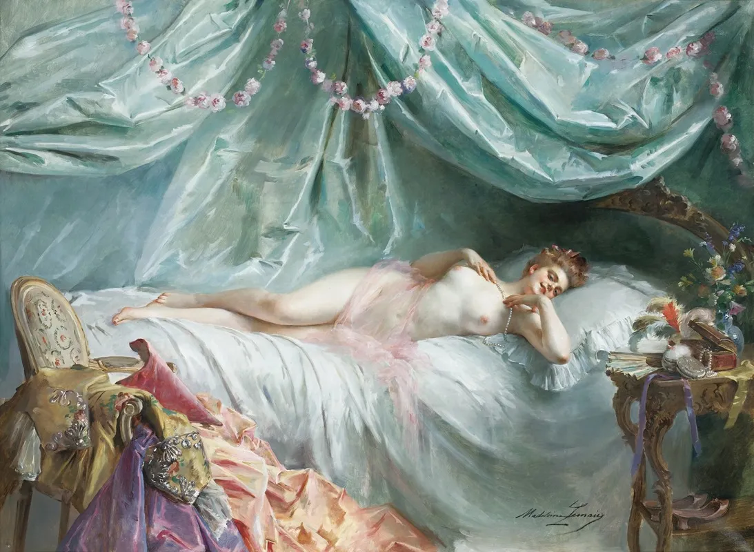 Le Sommeil De Manon Wall Art by Madeleine-Jeanne Lemaire - High-Resolution Digital Print