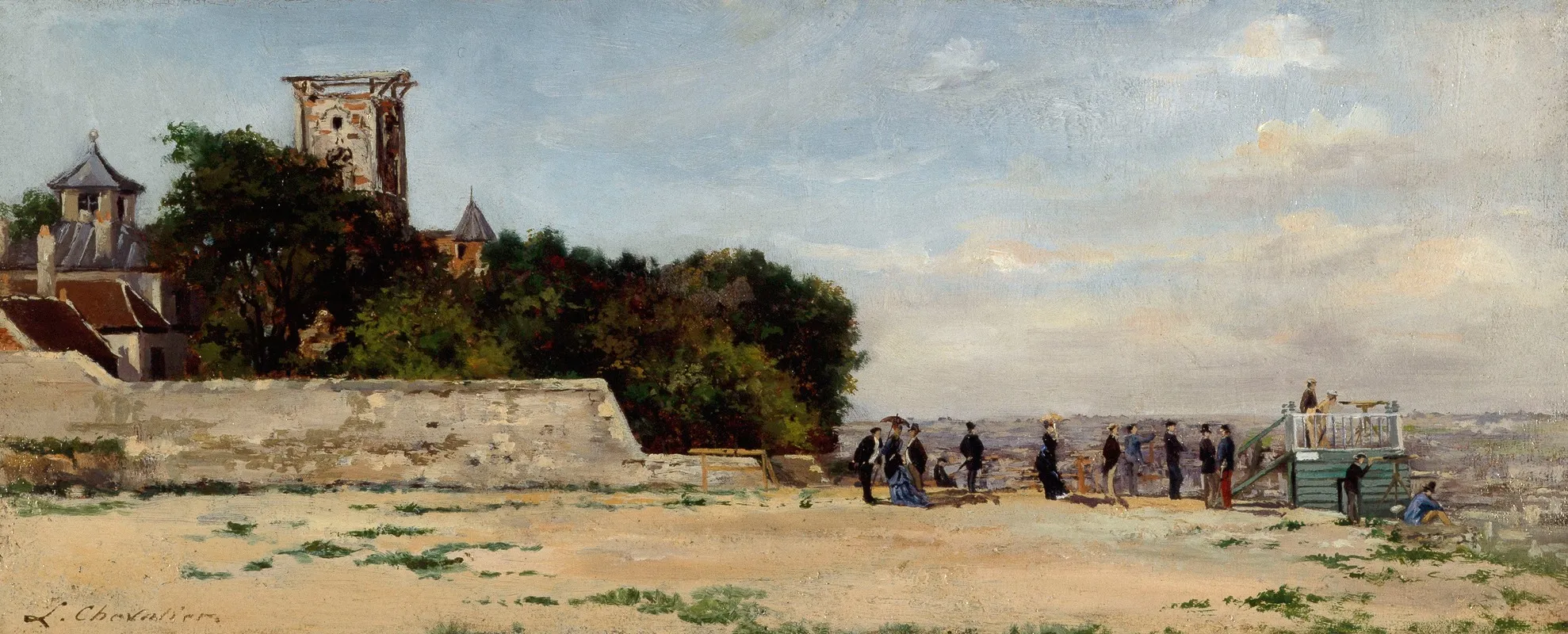 Le Sommet De La Butte Montmartre Avec La Tour Solferino Wall Art by Louis Marie Chevalier - High-Resolution Digital Print