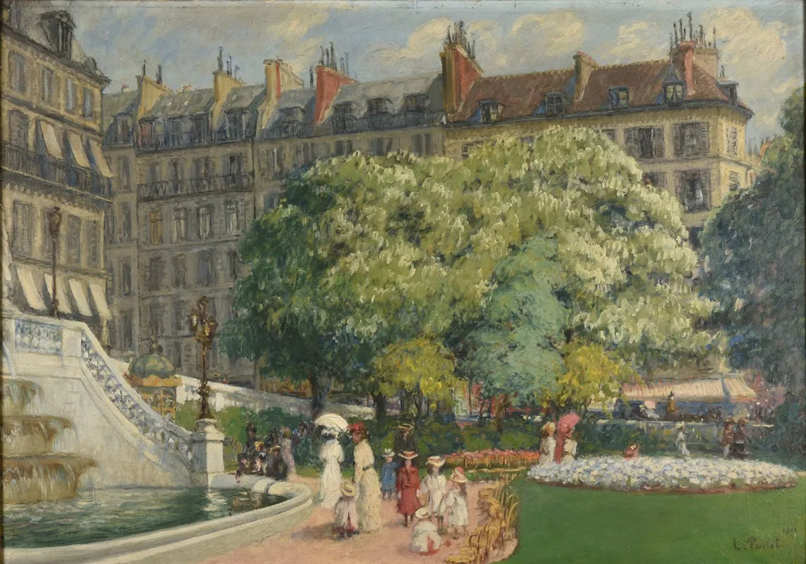 Le Square De La Trinite Le Bassin Wall Art by Louis Paviot - High-Resolution Digital Print
