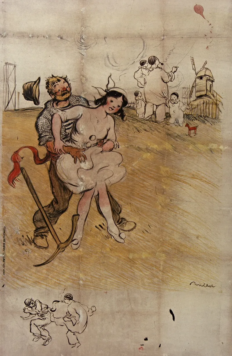 Le Terrassier Et La Meuniere Du Moulin De La Galette Affiche Avant La Lettre