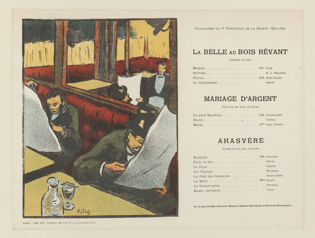 Le Theatre Libre Programme Du 5me Spectacle De La Saison 1892 1893 Wall Art by Henri-Gabriel Ibels - High-Resolution Digital Print