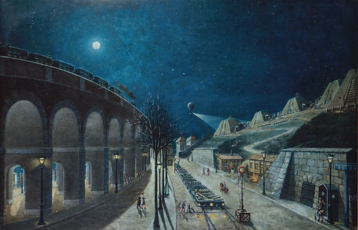 Le Viaduc Du Point Du Jour Et Le Bastion 35 En Mars 1870 Wall Art by Jules Mary - High-Resolution Digital Print