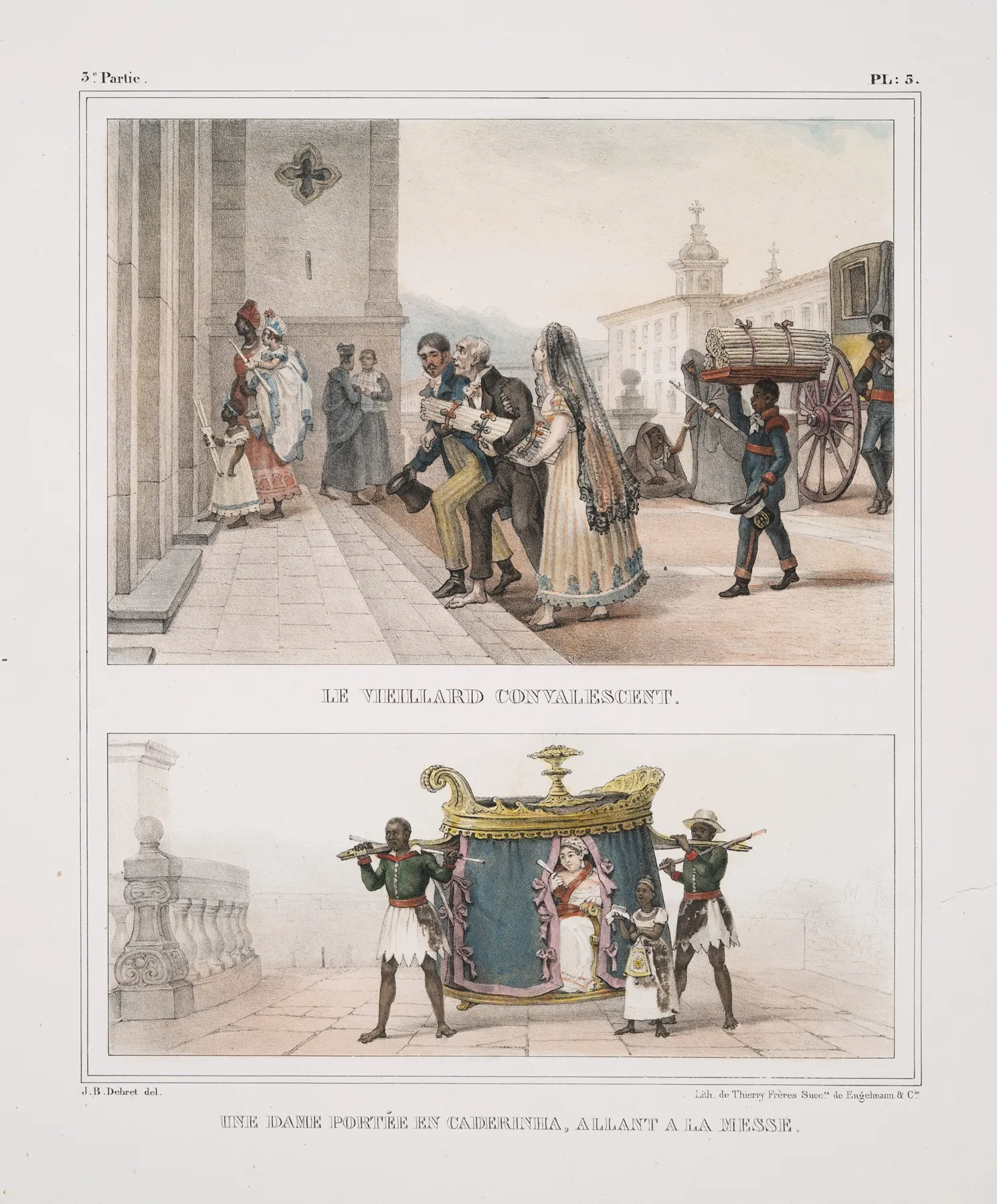 Le Vieillard Convalescent Une Dame Portee En Caderinha Allant A La Messe