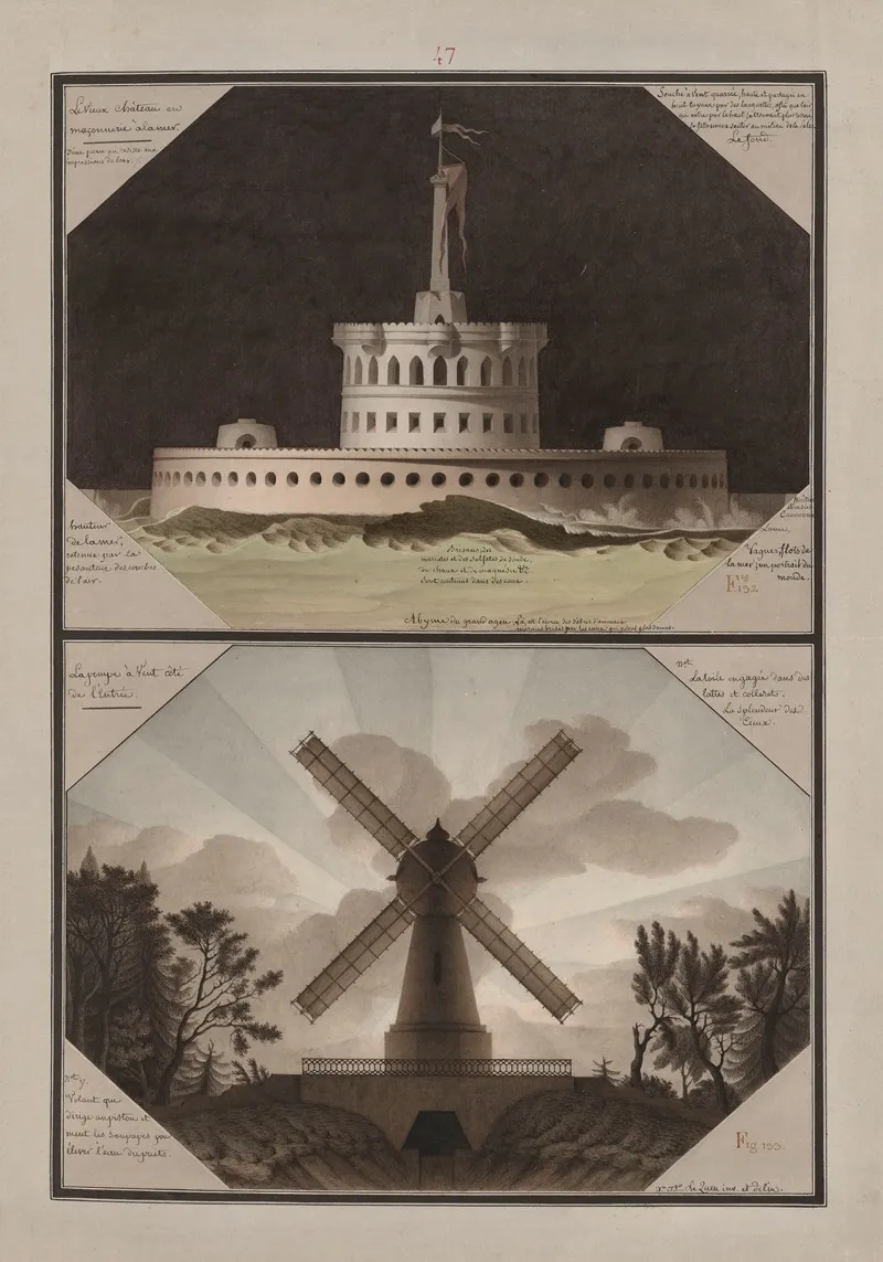 Le Vieux Chateau En Maconnerie A La Mer La Pompe A Vent Cote De Lentree