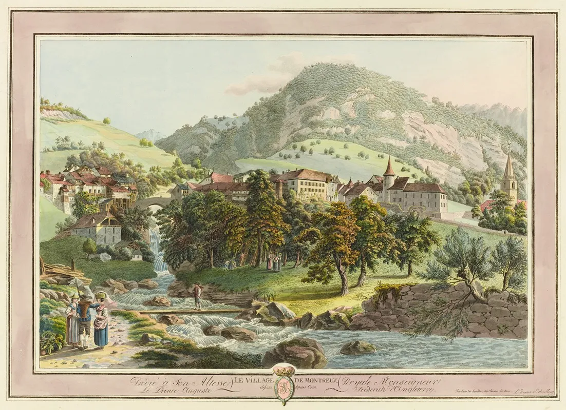 Le Village De Montreux Dessine Depuis Crin Wall Art by Pierre Samuel Louis Joyeux - High-Resolution Digital Print