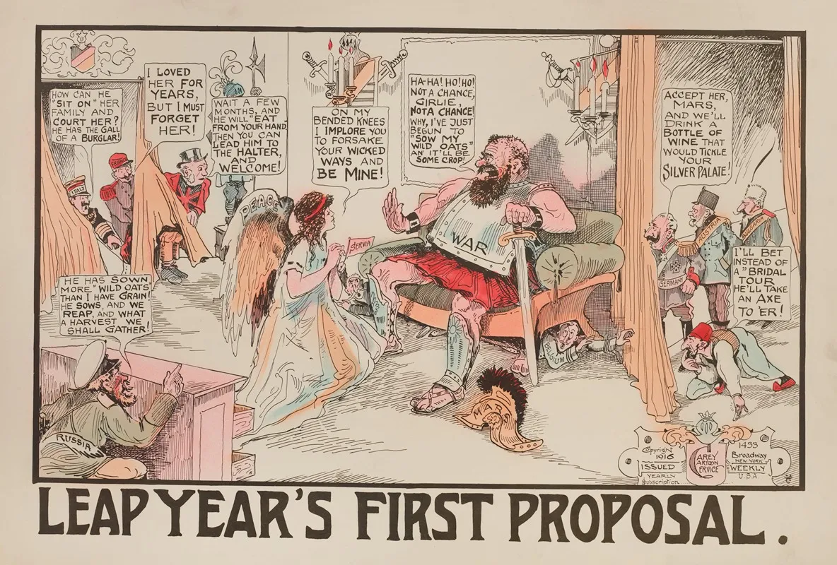 Leap Years First Proposal Wall Art by Carey Cartoon Service - High-Resolution Digital Print