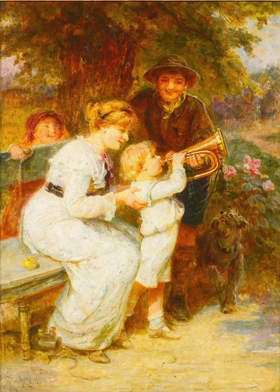 Learning To Play The Trumpet Wall Art by Frederick Morgan - High-Resolution Digital Print