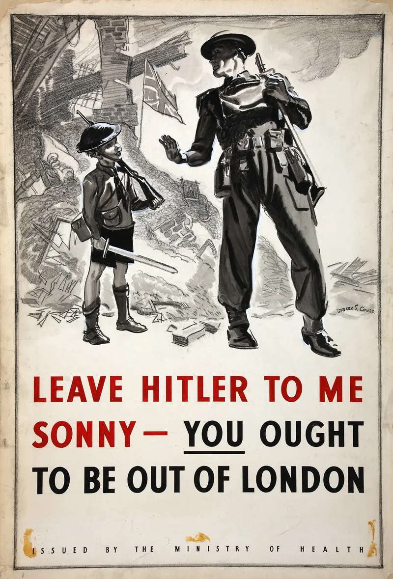 Leave Hitler To Me Sonny You Ought To Be Out Of London Wall Art by Dudley S Cowes - High-Resolution Digital Print