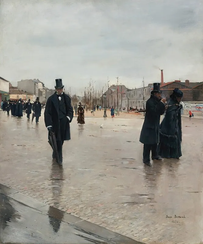 Leaving Montmartre Cemetery Wall Art by Jean Béraud - Canvas Print