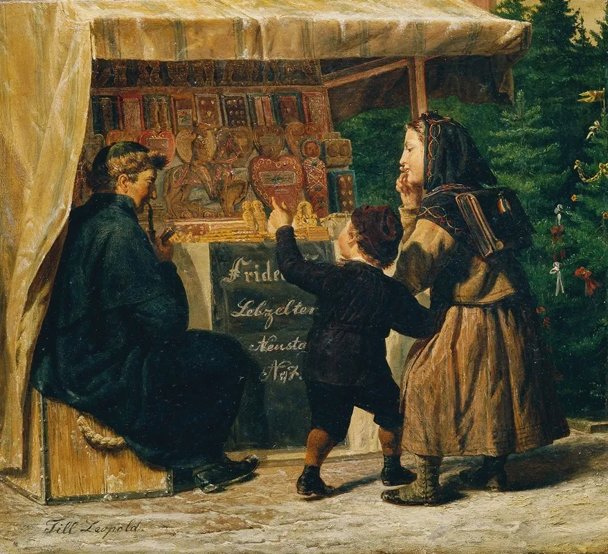 Lebzelterstand Auf Dem Weihnachtsmarkt Wall Art by Leopold Till - High-Resolution Digital Print