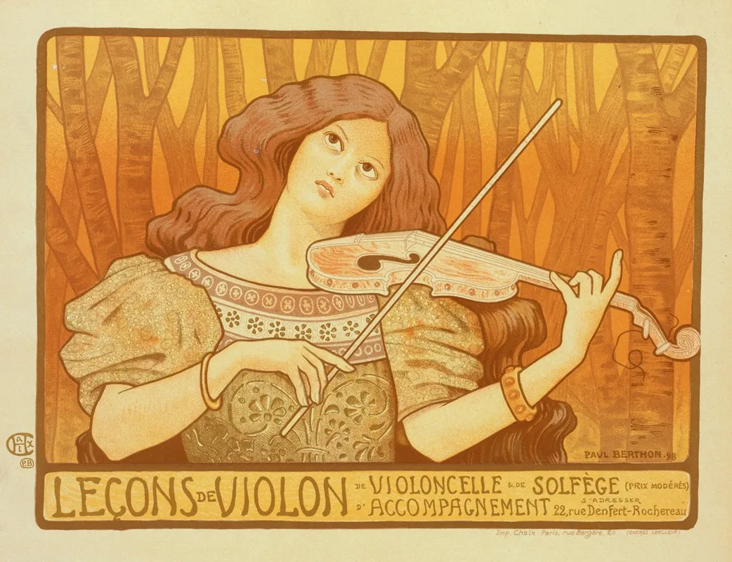 Lecons De Violon 2 Wall Art by Paul Berthon - High-Resolution Digital Print