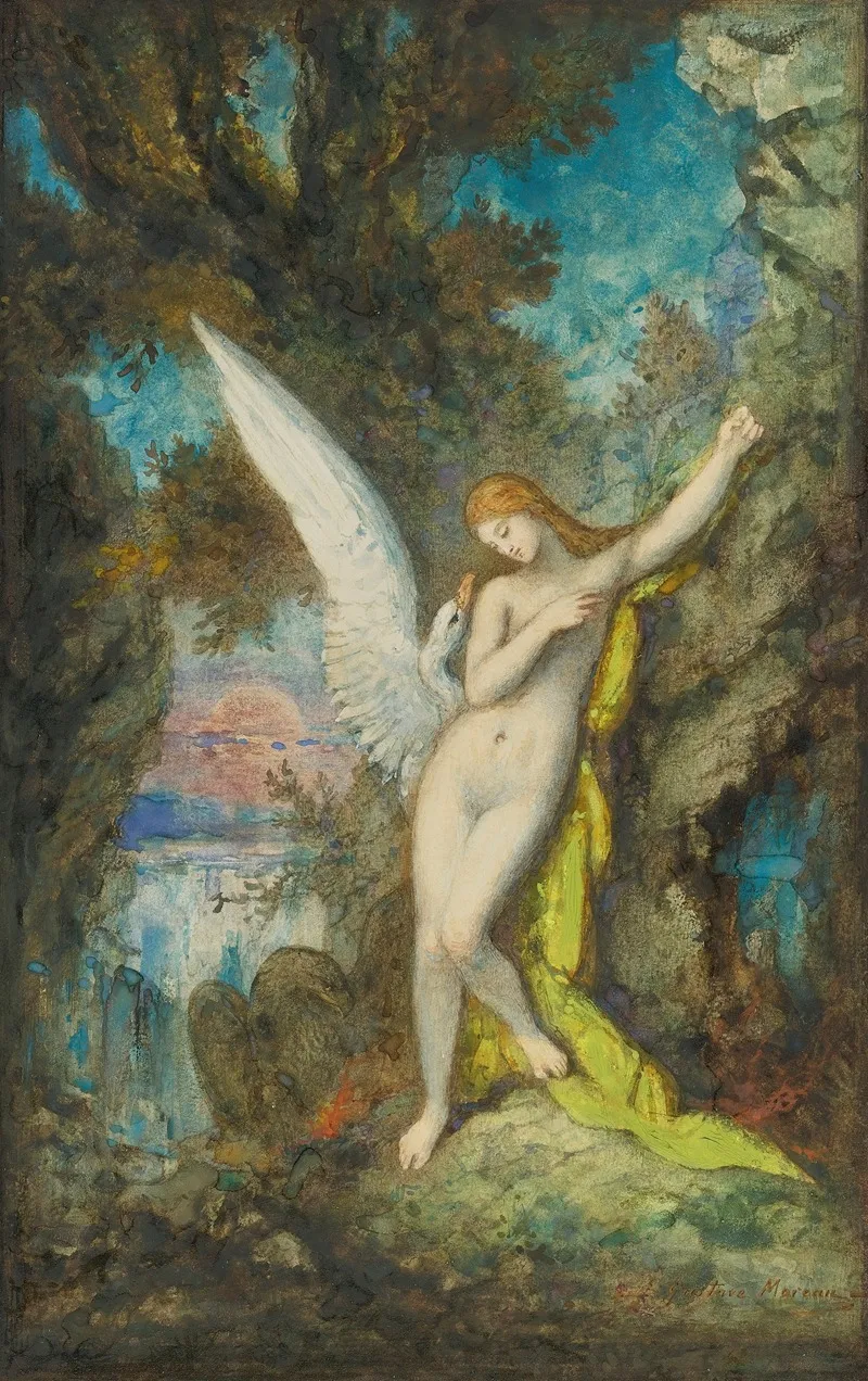 Leda Et Le Cygne Wall Art by Gustave Moreau - High-Resolution Digital Print
