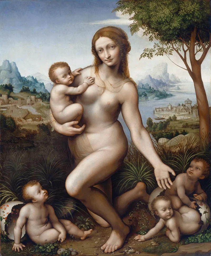 Leda With Their Children Wall Art by Giampietrino (Giovanni Pietro Rizzoli) - High-Resolution Digital Print