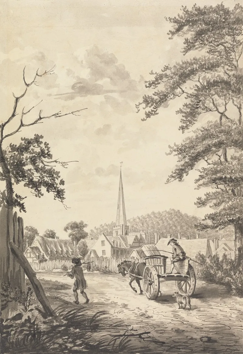 Ledbury Church And Village Herefordshire Wall Art by John James Barralet - High-Resolution Digital Print