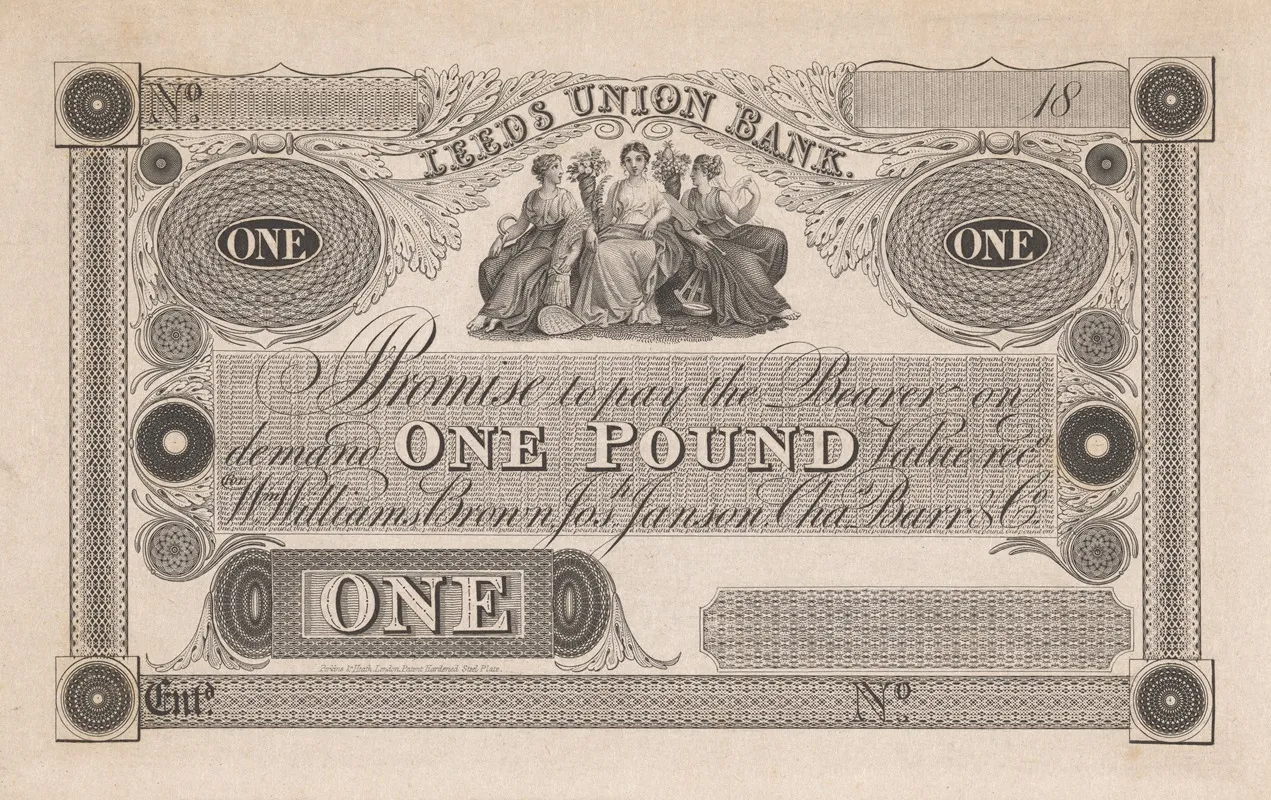 Leeds Union Bank One Pound Note Wall Art by Perkins &amp; Heath - High-Resolution Digital Print