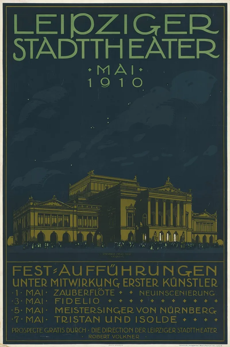 Leipziger Stadttheater Mai 1910 Wall Art by Hugo Steiner-Prag - High-Resolution Digital Print