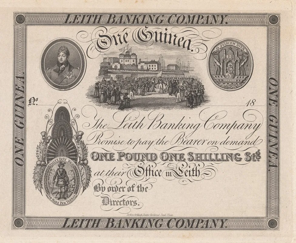 Leith Banking Company One Guinea Note Wall Art by Perkins & Heath - High-Resolution Digital Print