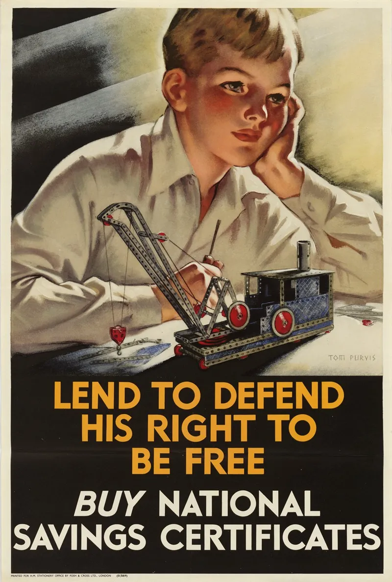 Lend To Defend His Right To Be Free Buy National Savings Certificates Wall Art by Tom Purvis - High-Resolution Digital Print