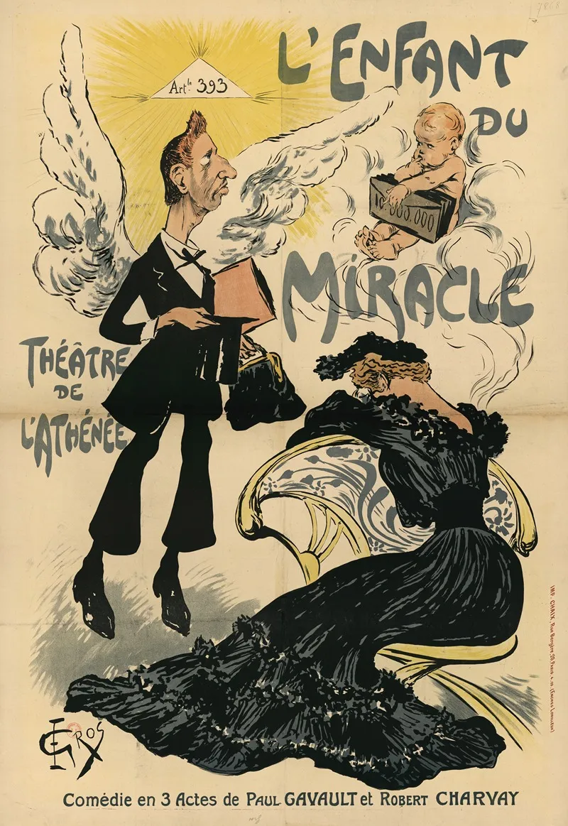 Lenfant Du Miracle Theatre De Lathenee Comedie En 3 Actes De Paul Gavault Et Robert Charvay Wall Art by Edmond Gros - High-Resolution Digital Print