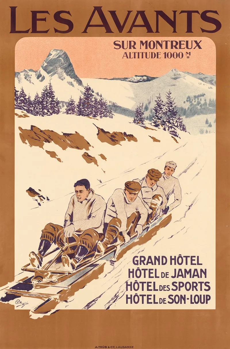 Les Avants Grand Hotel De Jaman Hotel Des Sports Et Hotel De Son Loup Wall Art by A. Trüb & Cie. - High-Resolution Digital Print
