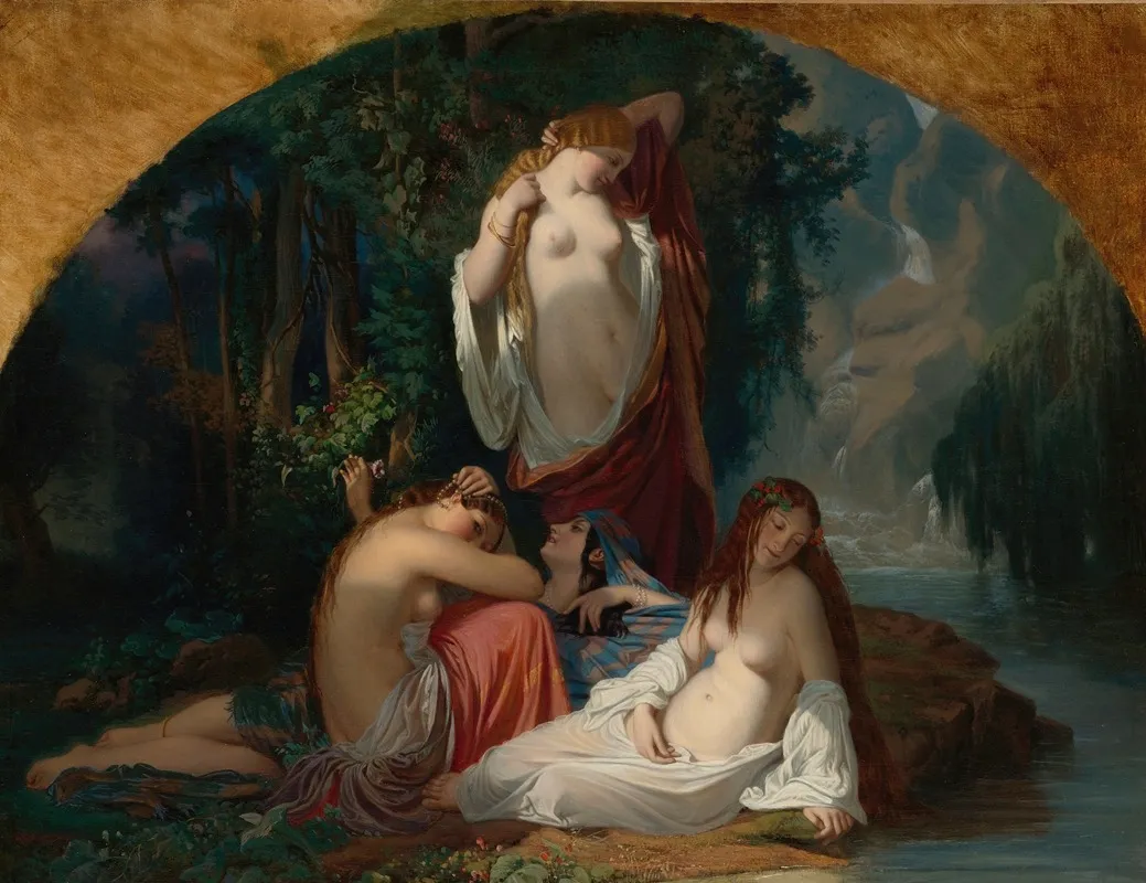 Les Baigneuses Les Filles De La Source Wall Art by Henri Lehmann - High-Resolution Digital Print