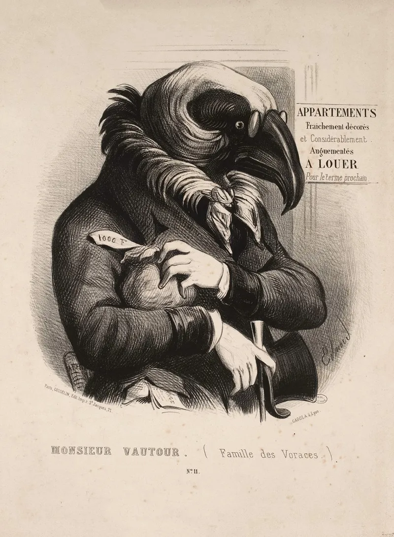 Les Betes Contemporaines Monsieur Vautour Famille Des Voraces Wall Art by Gosselin - High-Resolution Digital Print